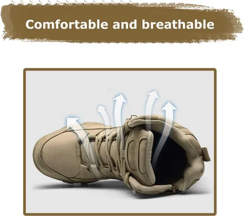 Vista 4 de Kervaky Botas tácticas militares para hombre, botas de trabajo, botas de desierto, botas duraderas, botas de senderismo, botas de combate, botas