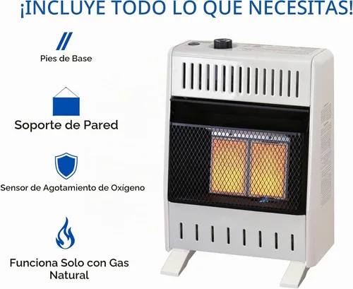 Vista 5 de ProCom - Calentador de placa infrarroja de gas natural sin ventilación con pies de base - 10,000 BTU, control con termostato - Modelo # MN100TPA-B
