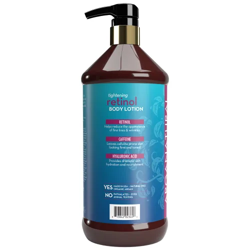 Vista 4 de Arganatural Loción corporal de retinol con vitamina E y colágeno: reafirmante de la piel, reafirmante de la piel y crema antienvejecimiento. Loción