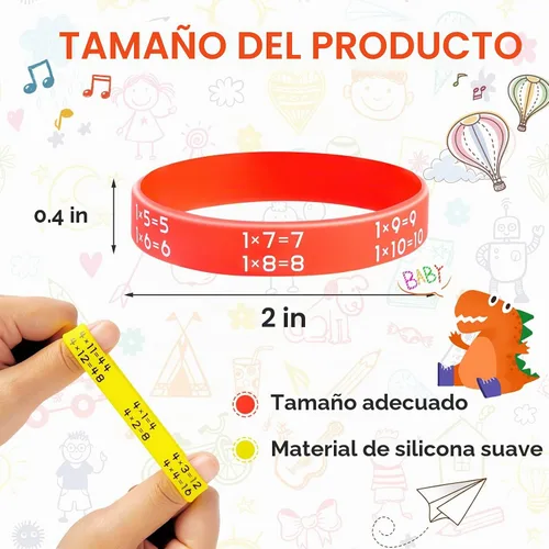 Vista 3 de Zhanmai 48 pulseras de multiplicación, pulseras de silicona matemáticas