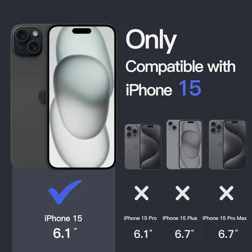 Vista 2 de JETech - Funda para iPhone 15 de 15,5 cm, cubierta antiamarilleo a prueba de golpes, parte trasera transparente antiarañazos (negro)