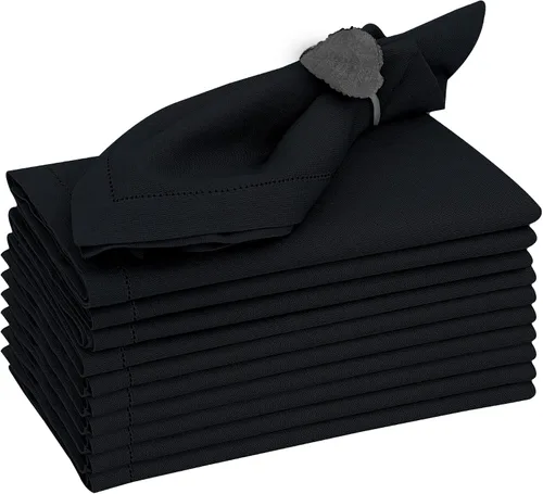 Vista 11 de Ruvanti Juego de 6 Servilletas de Lino, Servilletas de Tela de 18x18 pulgadas, Servilletas de Tela de Mezcla de Algodón y Lino Lavables, Suaves Negro