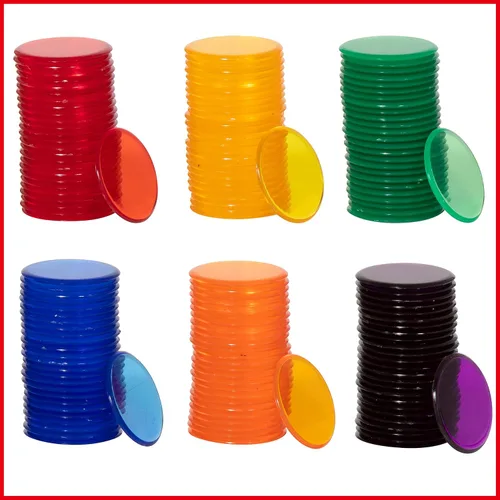 Vista 5 de edxeducation Contadores transparentes Juego de 500 Manipulativos matemáticos para niños Colores surtidos 3/4 pulgadas Contar, clasificar