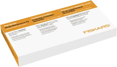 Vista 2 de Fiskars Kit de mantenimiento de cuchillas de cortacésped con carrete de empuje, herramientas de césped y patio