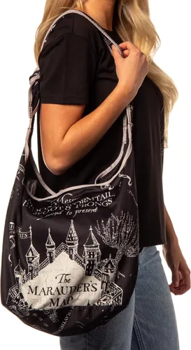 Vista 2 de Harry Potter The Marauder's Map Hogwarts - Bolso cruzado de hombro con correa ajustable, Negro