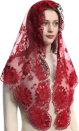 Vista 10 de Bozidol Iglesia Mantilla - Velo Católico Con Triángulo Sagrado Virgen Bordado - Velo Capilla Masa Tradicional