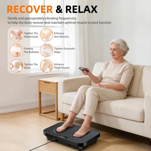 Vista 5 de PBYRD Vibration Plate Exercise Machine -Full Body Shaker with Auto Mode, Acupressure Massage & Silicone Pedal, for Lymphatic Drainage, Weight Loss &