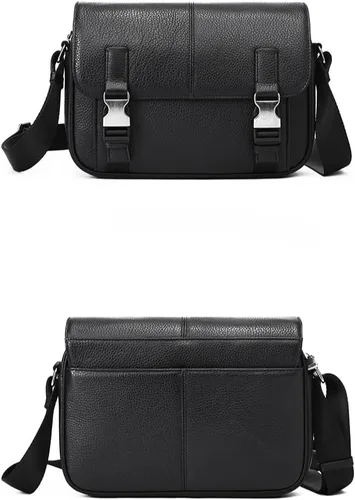 Vista 4 de Bolso bandolera de cuero genuino para hombre, estilo vintage, hecho a mano, bolso cruzado casual para viajes de negocios