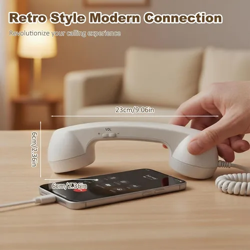 Vista 6 de Teléfono retro 2026, nuevo receptor de teléfono celular con micrófono y altavoz, teléfono retro vintage con cable, estilo teléfono fijo receptor