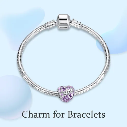 Vista 4 de MGIUL Abalorios de plata de ley 925 con forma de corazón para pulseras, collares con circonita cúbica 5A, regalos de joyería de cumpleaños