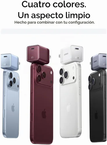 Vista 4 de UGREEN Nexode Air - Bloque de carga USB C GaN de 65 W con cable de 3.3 pies Gris