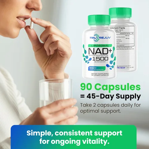 Vista 7 de Suplementos NAD+ con resveratrol 1500 mg - Suplemento alternativo liposomal Nad Plus que potencia NMNH para hombres y mujeres - Apoya la salud