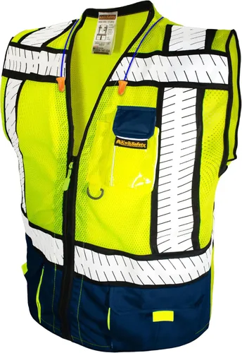 Vista 7 de KwikSafety - Chaleco de seguridad SHERIFF & SPECIALIST [Bolsillos de uso múltiple] Chaleco reflectante Clase 2 ANSI OSHA para hombres Negro (mangas)