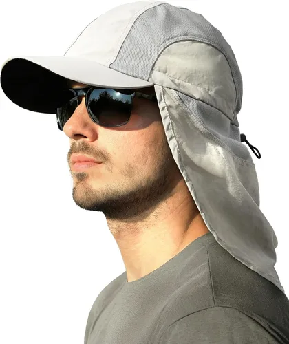 Vista 8 de Sombrero de sol para hombre con malla transpirable sombreros de sol para hombres sombrero de pesca Beige claro