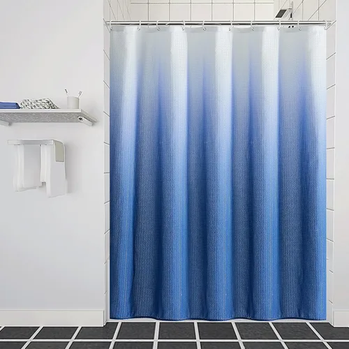 Vista 7 de Furlinic Cortina de ducha negra de 60 x 72 pulgadas, cortinas de ducha de tela con peso ombré para baño, hotel, spa, lujo, juego de cortina de ducha