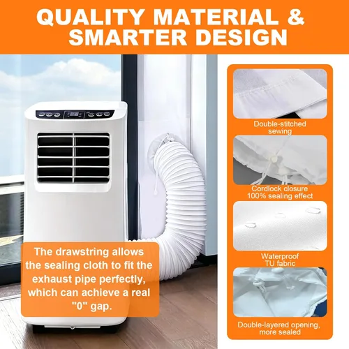 Vista 7 de Kit de sellado de ventana de CA portátil, kit universal de sellado de ventana, kit de ventana que funciona con CA portátil, kit de ventilación