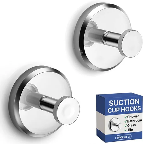 Vista 15 de HOME SO Ganchos con ventosa para toallas de ducha y baño, paquete de 2 – Ganchos de ventosa para colgar toallas, batas y abrigos – azulejos, puerta