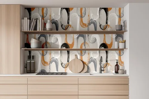 Vista 6 de Blooming Wall DPYB12 - Papel tapiz autoadhesivo extraíble con círculos de elipse geométricos, decoración de pared
