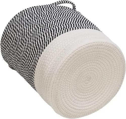 Vista 4 de Honey-Can-Do Juego de 3 cestas de cuerda de algodón de dos tonos para almacenamiento y organización, gris/blanco STO-09536 gris
