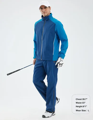 Vista 2 de Pantalones de golf para hombre, impermeables, cómodos, ligeros, transpirables, con bolsillos Azul