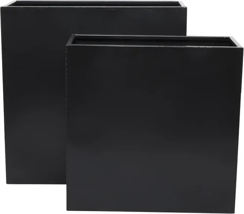 Vista 11 de Deco 79 Maceta de metal para interiores y exteriores, maceta rectangular grande, juego de 2 macetas de 28 pulgadas, 24 pulgadas de alto, color blanco