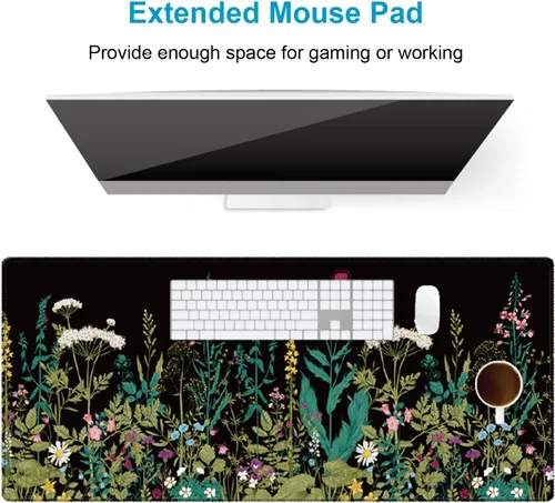 Vista 3 de Protector de escritorio de oficina impermeable XXL de 35.4 x 15.7 pulgadas, alfombrilla de mouse extendida para juegos con base de goma