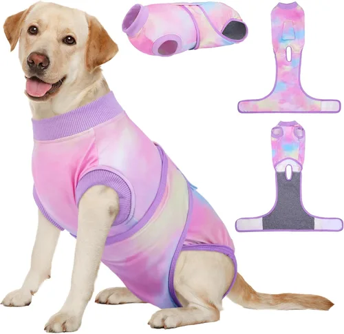 Vista 25 de Kuoser Traje de cirugía para perro, cómodo traje de recuperación para perras, mameluco protector posoperatorio, alternativa suave al cuello E