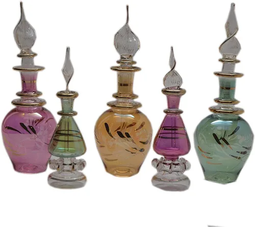 Vista 3 de Kemet Art - Juego de 5 botellas de vidrio de perfume egipcio (colección Cleopatra)