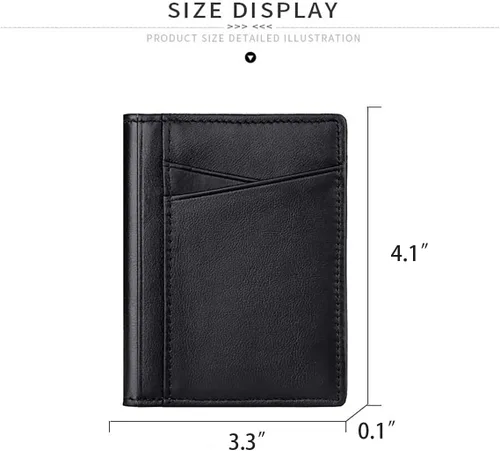 Vista 4 de DOFE Billetera delgada para hombre, con bloqueo RFID, con clip para dinero, 8 tarjetas, capacidad extra, billetera plegable con 2 ventanas