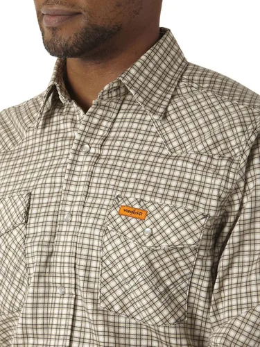 Vista 3 de Wrangler Riggs Workwear - Camisa de manga larga occidental con dos bolsillos a presión para hombre