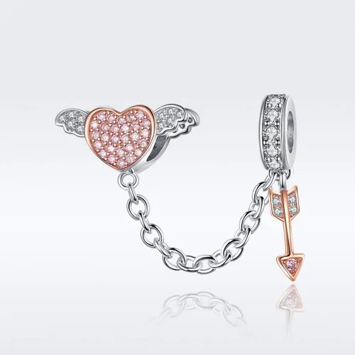 Vista 2 de Abalorio de plata de ley 925 con diseño de corazón auténtico, 100 % auténtico, para pulsera Pandora, collar de mujer, metal común, Abalorios de oro
