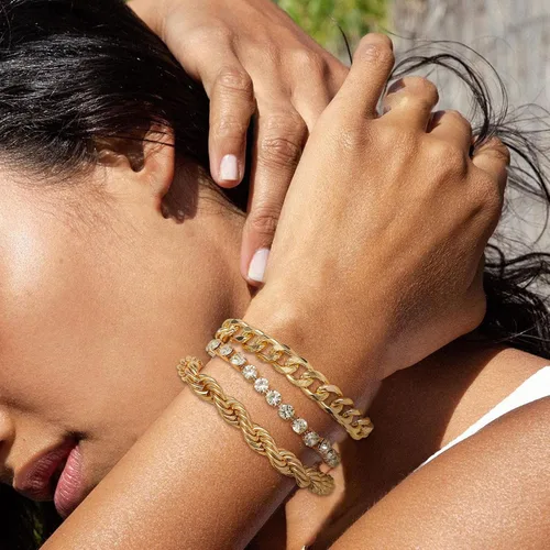Vista 21 de Long tiantian Pulsera de oro gruesa para mujer, pulseras de oro delicadas, pulseras para mujer, pulseras apilables de eslabones de cadena