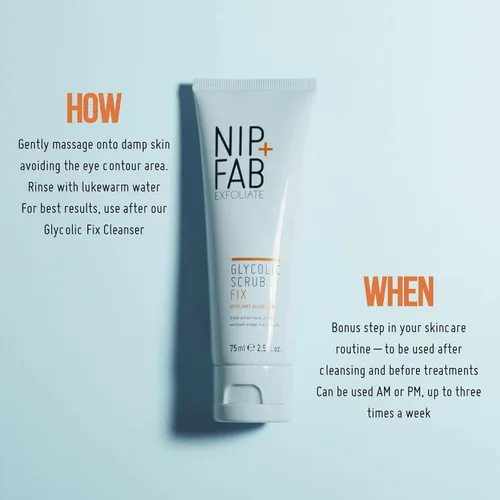 Vista 10 de Nip + Fab Glycolic Acid Fix Face Scrub con ácido salicílico, AHA/BHA, limpiador facial exfoliante para refinar poros y aclarar la piel, 2.5 fl oz