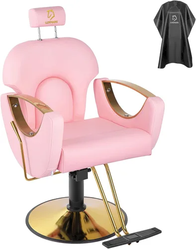 Vista 14 de Silla de peluquero reclinable silla de peluquería hidráulica sillas de peluquería giratoria de 360 grados silla de peinado silla de corte de salón