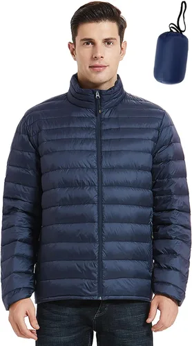 Vista 8 de SLOW DOWN Chaqueta acolchada de plumón ligera para hombre, chaqueta acolchada de invierno plegable Negro