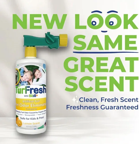 Vista 2 de TurFresh BioS+ Eliminador de olores de mascotas de césped artificial, orgánico, no tóxico, concentrado de enzimas, seguro para usar alrededor