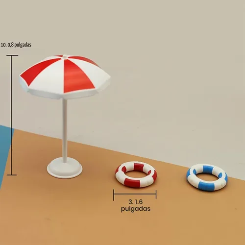 Vista 4 de Juego de decoración de casa de muñecas para piscina, accesorios de playa