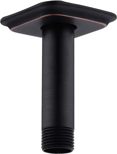 Vista 15 de Brazo de ducha con brida de acero inoxidable de 4 pulgadas, extensión recta montada en el techo para cabezal de ducha de lluvia superior, níquel