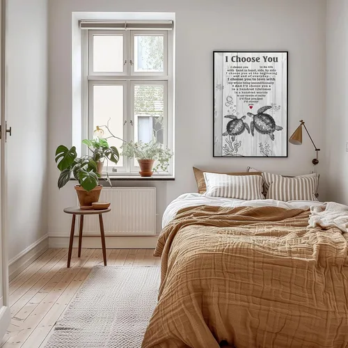 Vista 6 de YUOPTKITR Póster inspirador de tortuga para decoración de pared, impresiones en lienzo con texto en inglés "I Choose You", pinturas en lienzo