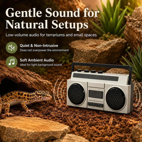 Vista 4 de Sourcingbay - Mini altavoz Bluetooth retro, recargable por USB, color gris 2W close range sound for desks shelves bedside tables display styling