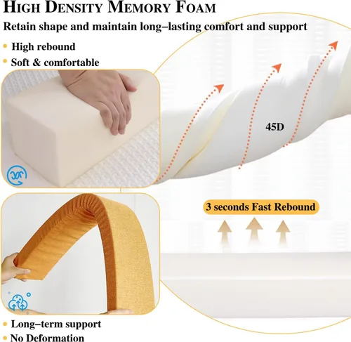 Vista 3 de Relleno de espacio para cama de 39 x 2 x 6 pulgadas, relleno extensor de colchón para espacio de cabecero, cojín de cabecero de grietas para espacio