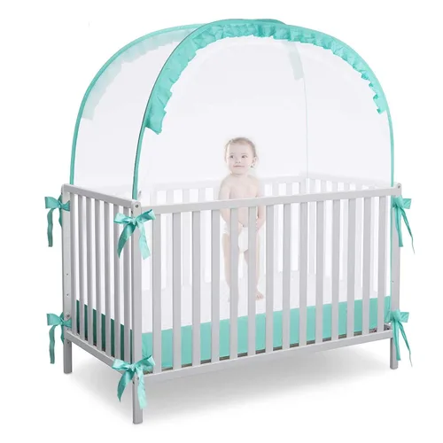 Vista 8 de L RUNNZER Tienda para Pack N Play, Tienda para Cuna de Bebé para Evitar que el Bebé se Escape Trepando, Red Emergente para Cunas para Pack and Play