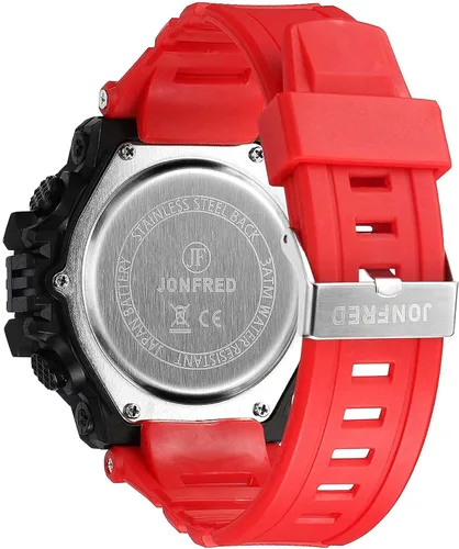 Vista 7 de JONFRED Reloj deportivo digital para hombre, esfera grande, impermeable, con cronómetro, alarma, LED luminoso