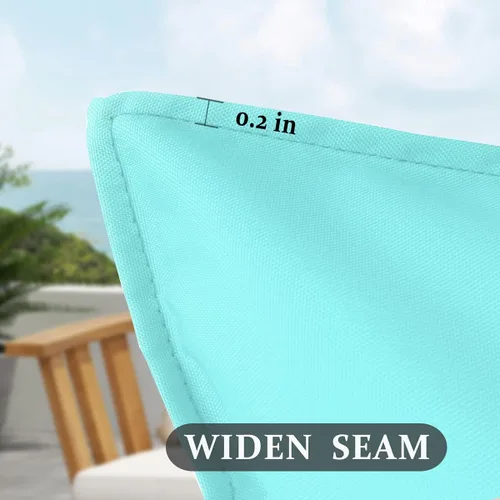Vista 3 de 4 fundas de almohada impermeables de color azul claro para exteriores, fundas de almohada cuadradas modernas para patio, banco, muebles de patio 4