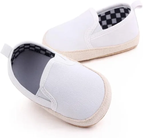 Vista 2 de Clowora Unsex - Zapatos de lona para niños y niñas, para recién nacidos, antideslizantes, suela suave, zapatos casuales para cuna, zapatos planos