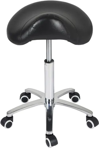 Vista 10 de Antlu Taburete Tipo Silla de Montar con Ruedas para Salón Médico de Pestañas Masaje Cocina Spa, Taburete Hidráulico Ajustable con Ruedas (Beige)