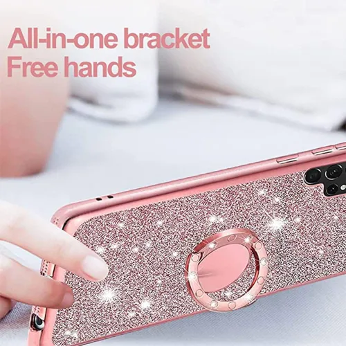 Vista 7 de Funda protectora para Samsung Galaxy S23 Ultra Glitter Crystal Butterfly Heart Floral Slim TPU Luxury Bling Cute Funda protectora con soporte +