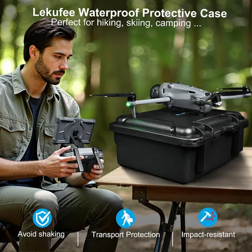Vista 5 de Lekufee Estuche rígido impermeable de transporte para DJI Mavic 4 Pro Drone, Creator Combo, Fly More Combo, DJI RC Pro 2/RC 2, Batería (7 piezas)