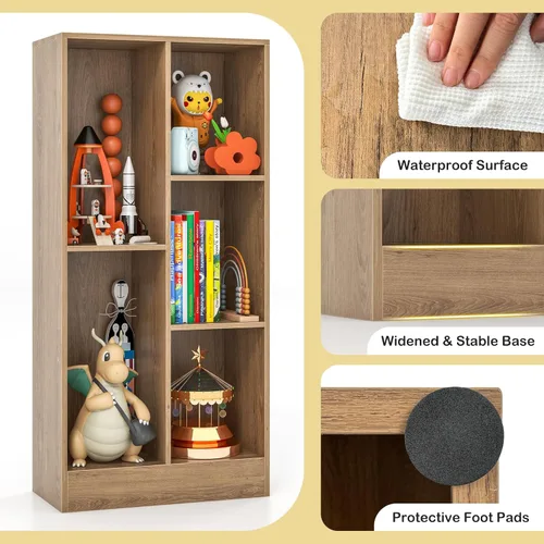 Vista 5 de Costzon 5-Cube Kids Bookshelf, 41” Tall Wooden Toy Storage Organizer for Books Toys, 3-Tier Storage Cabinet, Bookcase for Kids Room, Playroom