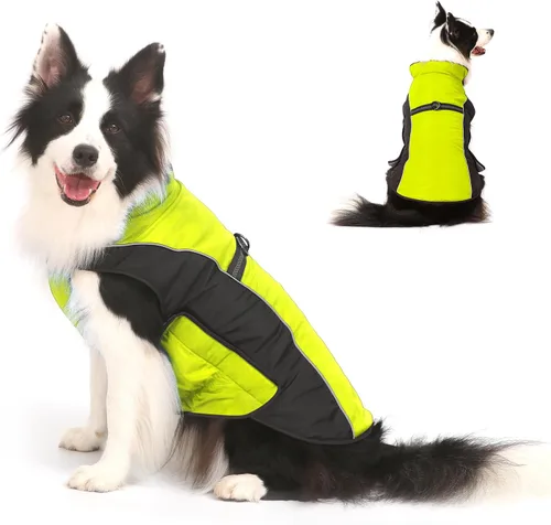 Vista 9 de Abrigo de invierno cálido para perros, Gimilife - Suéter para perros, abrigos impermeables para climas fríos, ropa para mascotas, chaqueta